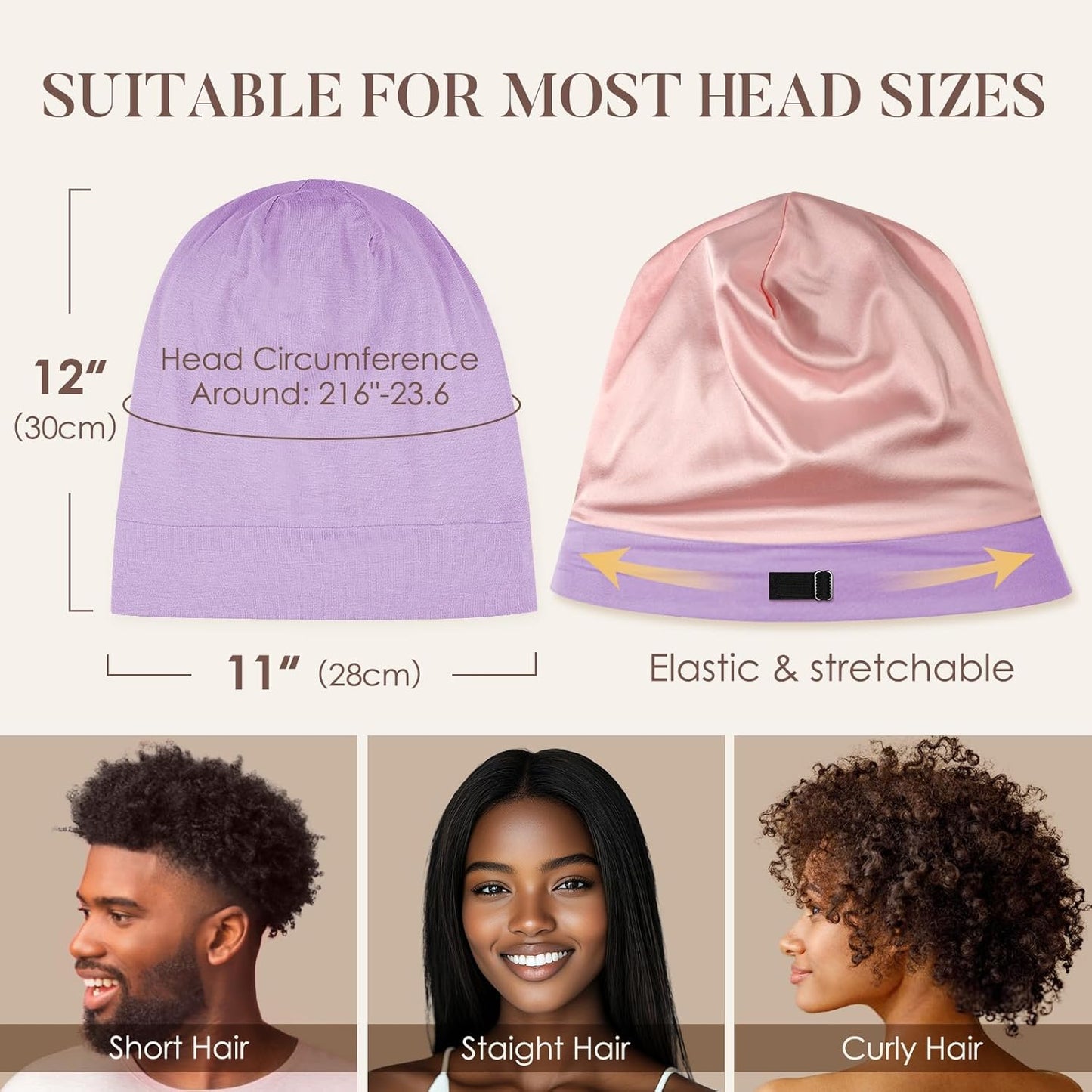 LULUSILK 100% Mulberry Silk Bonnet for Sleeping Women and Men, No More Frizzy Tangled Hair, Real Silk Sleep Cap for Curly Hair, Black, Pack of 1
