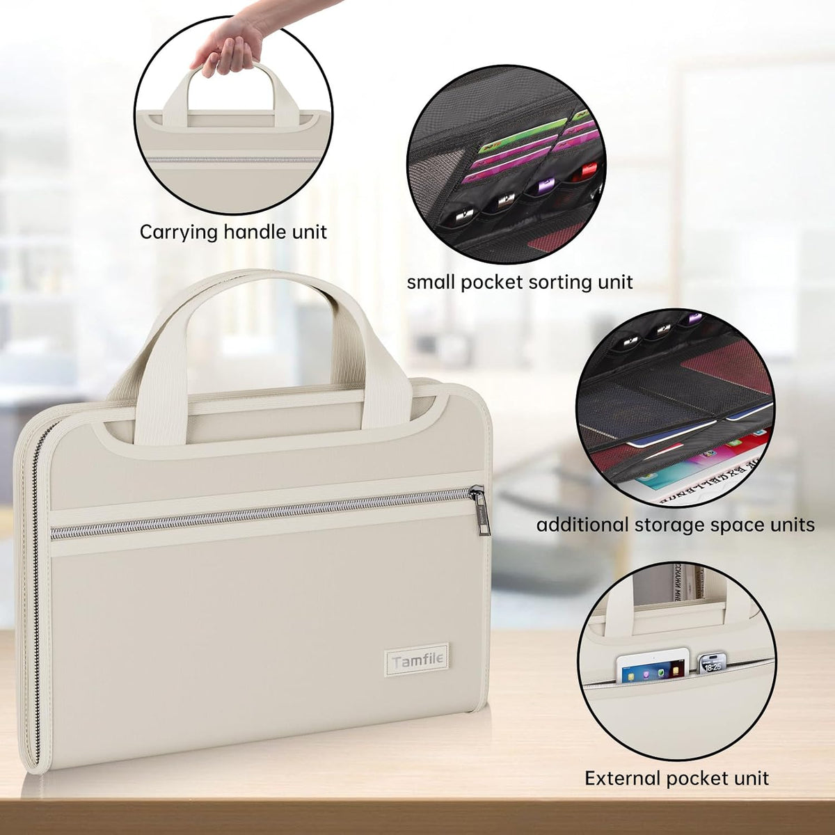 Tamfile Fireproof Accordion File Organizer, Expanding File Folder