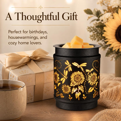 kobodon Wax Melt Warmer Metal Wax Warmer for Scented Wax Electric Fragrance Candle Oil Burner 2 in 1 Wax Melts as Gifts for Moms Grandma Women Girls(Sunflower)
