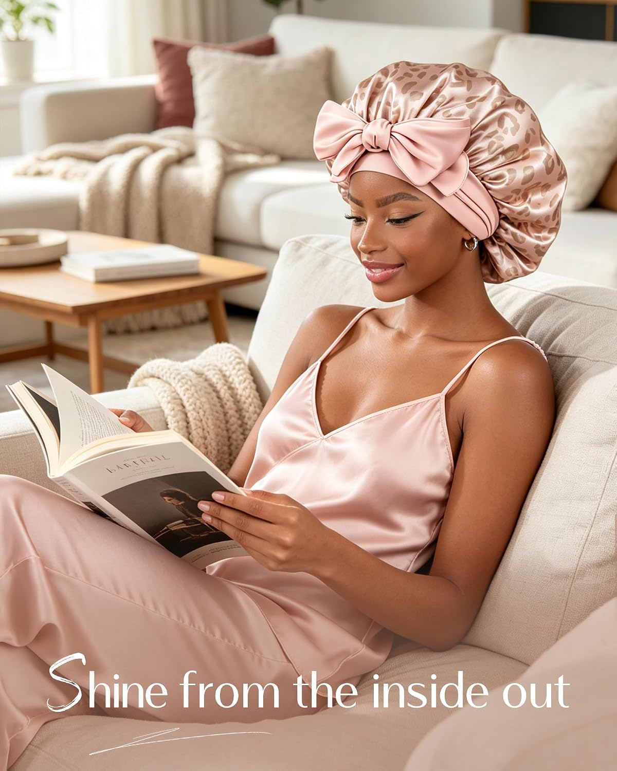 YANIBEST Adjustable Satin Bonnet for Sleeping Women Double Layer Hair Wrap Reduce Friction Prevent Frizz Natural Curly Hair
