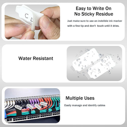 Cable Labels for Cords, 60 Pack Reusable Hook and Loop Ties, 2 Markers