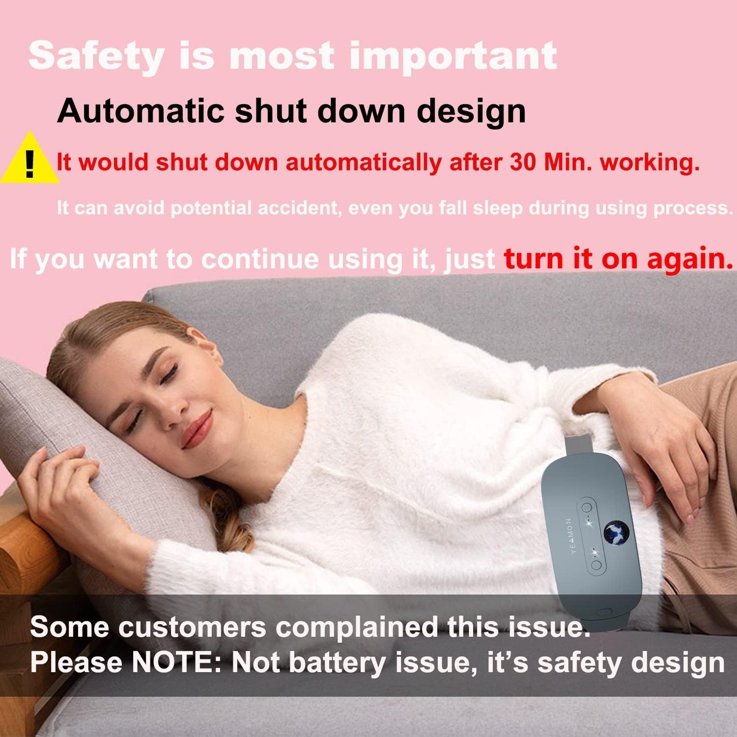 Portable Cordless Heating Pad, Electric Waist Belt Device, Fast Heating Pad with 3 Heat Levels and 3 Massage Modes, Back or Belly Heating Pad, Gift for Her, Women and Girl