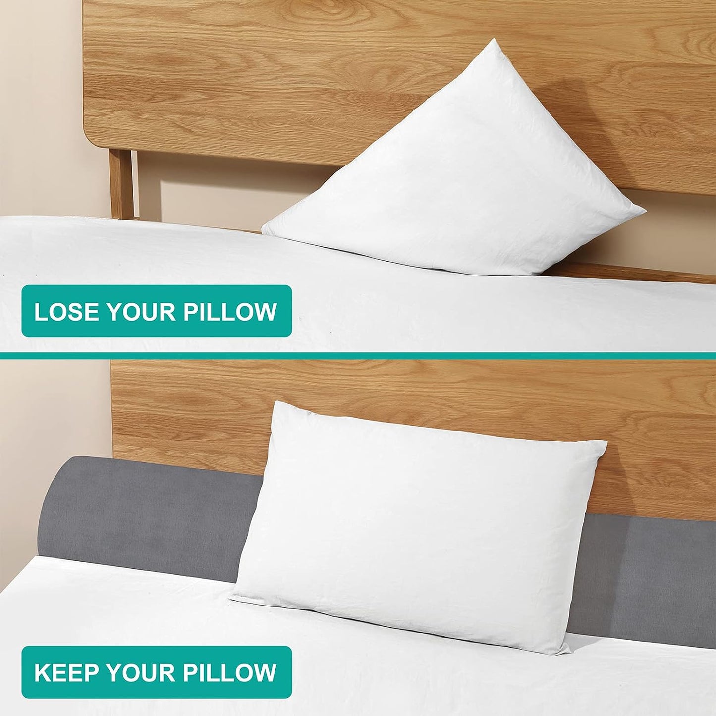 Vekkia 34" Extra-Long Wedge Pillow, Back & Arm Support, Bed Wedge Pillow for Sleeping After Surgery, Acid Reflux, Snoring Relief, Removable Washable Cover & Double Side Pockets, 5.5" Height, Gray