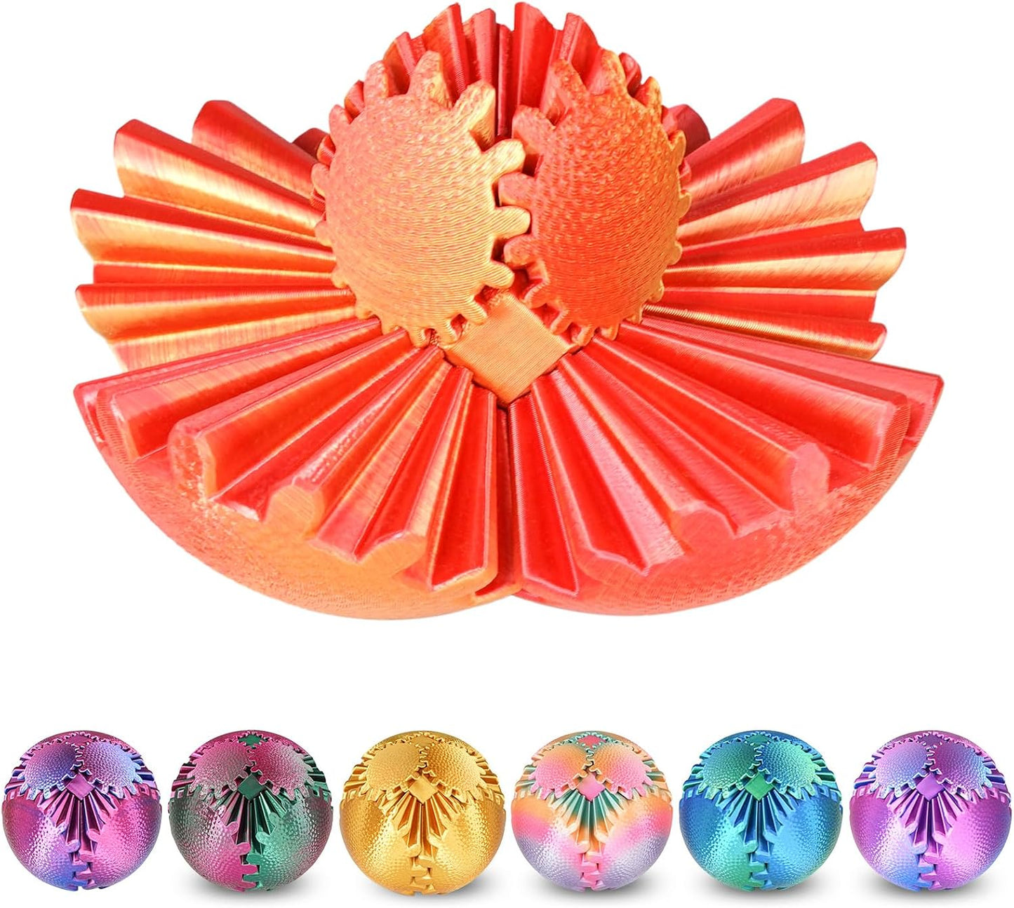 Gear Ball Fidget Toys Steampunk Gear Sphere Stress Relief for Kids Adults 3D Printed Unique Funny Birthday Gift for Christmas White Elephant Stocking Stuffer Easter (Ombre Purple, Dia. 2.5" )
