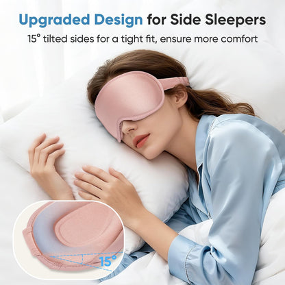 Weighted Eye Mask for Sleeping - Sleep Mask for Women & Men, 3D Contoured Blackout Sleeping Mask for Lash Extensions, Zero Pressure Soft Eye Cover with Adjustable Strap for Travel, Black