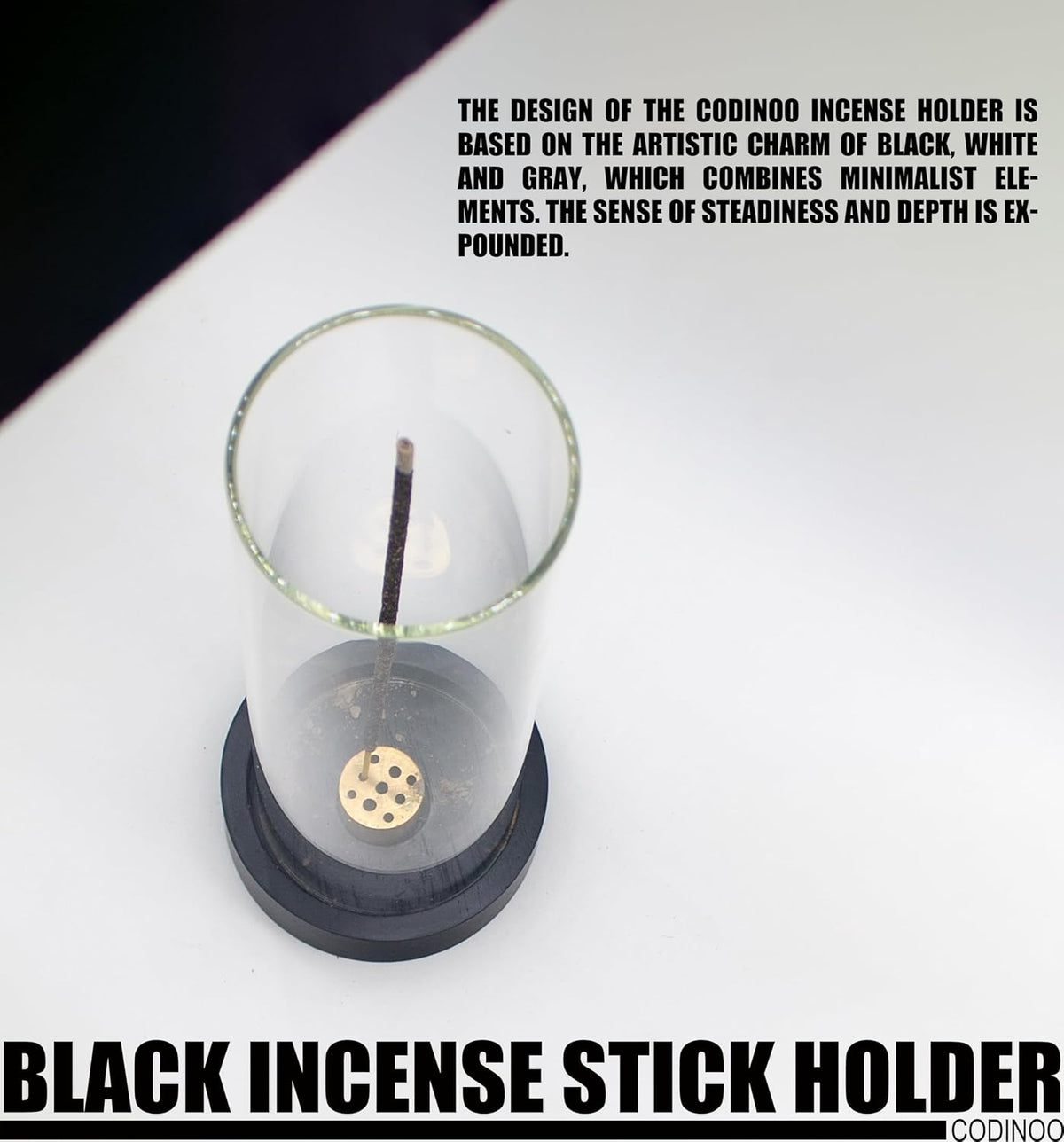 Incense Holder for Sticks,Modern Incense Stick Holder with Glass Ash Catcher[Anti ash Flying], Incense Burner Holder,Zen Glass Incense Holder,for Spa Home Decor Yoga Meditation[Black]