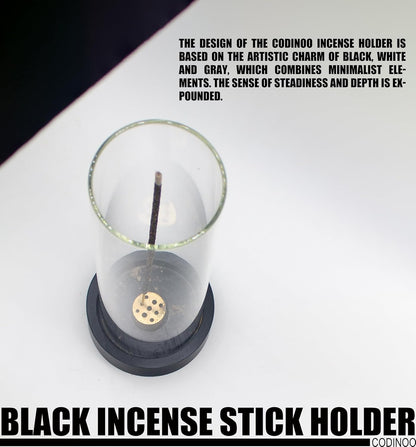 Incense Holder for Sticks,Modern Incense Stick Holder with Glass Ash Catcher[Anti ash Flying], Incense Burner Holder,Zen Glass Incense Holder,for Spa Home Decor Yoga Meditation[Black]