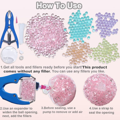 15pcs DIY Stress Ball Kit – Blank Skins with Air Pump & Expander Tool for Making Pressure Balls, Make Your Own Fidget Pressure Balls (15Transparent)