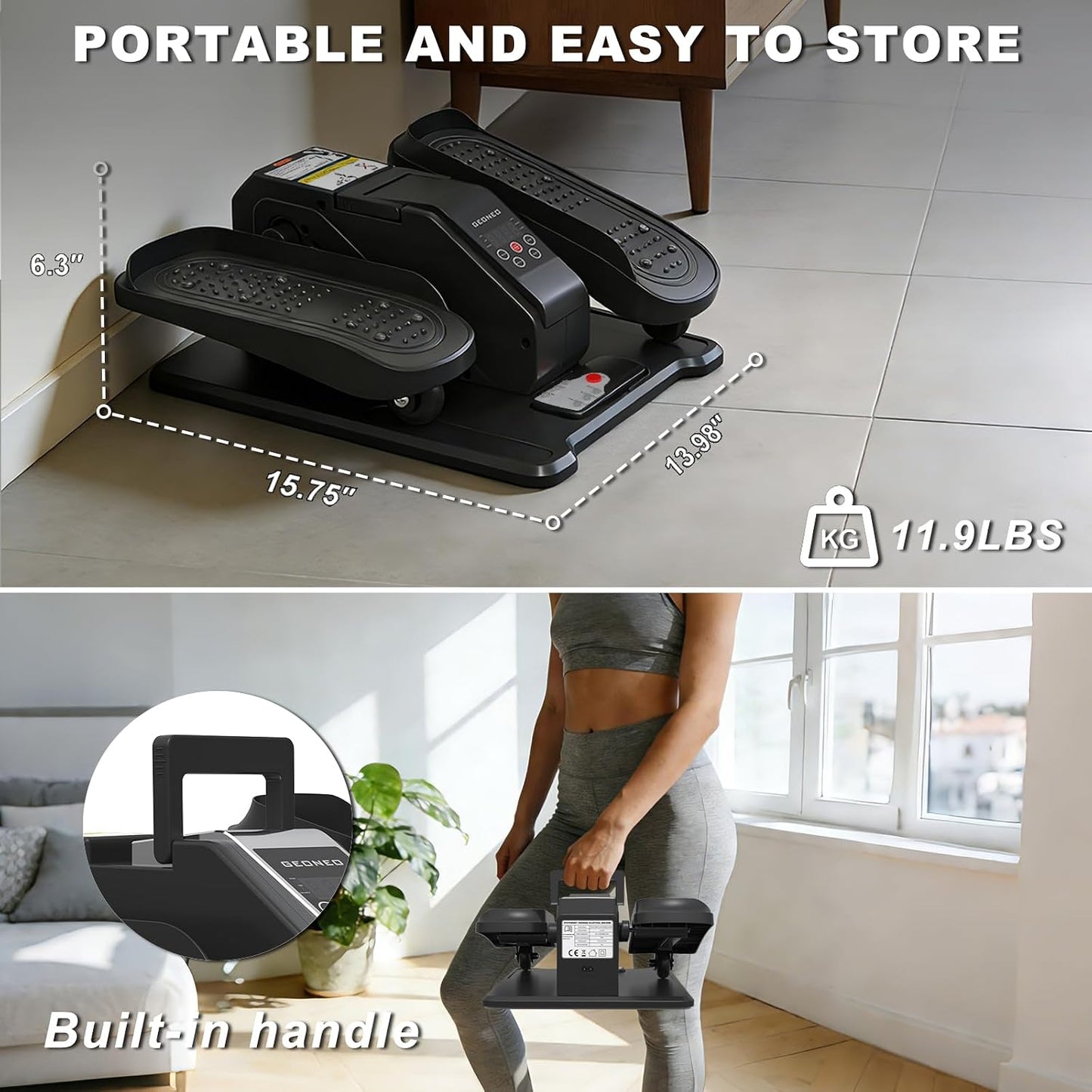 Under Desk Elliptical Machine, Electric Elliptical Leg Exerciser for Senior, Quiet and Compact Electric Seated Pedal Exerciser for Home with Monitor, Remote Control and 12 Adjustable Speeds