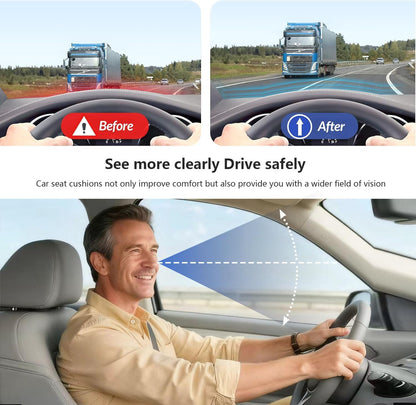 Car Seat Cushion for Long Driving, Office Chair Cushion | Truck Seat Cushion, Increase Height by 3.94 Inch, Double Non slip, Improves Sitting Posture, Sciatica & Tailbone Pain Relief