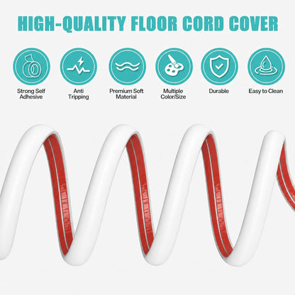 Floor Cord Cover Self Adhesive Cord Hider,10FT Cable Management, Extension Strip Protector for Wires, Prevent Cable Trips for Offices, Gyms, Exhibitions Cavity 0.39"(W) x 0.27"(H) BrownWood
