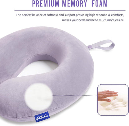 Travel Pillow Memory Foam for Airplanes - Neck Pillow for Traveling, Car, Home, Flight Pillow for Sleeping with Attachable Snap Strap Soft Washable Cover, Provide Head Neck Support Rest, Dark Gray