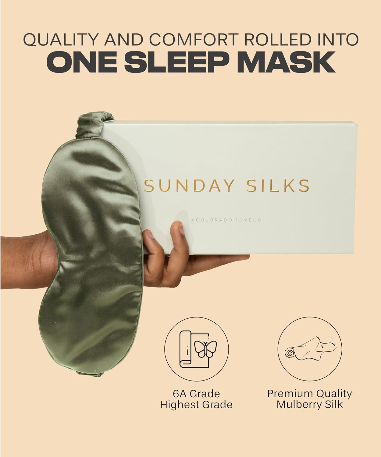 SUNDAYSILKS™ | Adjustable Silk Sleep Mask for Side Sleeper | Cloud-Like Comfort, Weighted for Deep Sleep | Soft Sleep Face Mask for Women & Men, Full Blackout, Cooling Silk Eye Mask for Sleeping