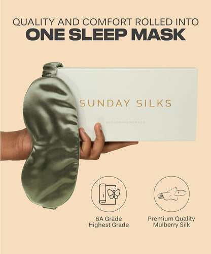 SUNDAYSILKS™ | Adjustable Silk Sleep Mask for Side Sleeper | Cloud-Like Comfort, Weighted for Deep Sleep | Soft Sleep Face Mask for Women & Men, Full Blackout, Cooling Silk Eye Mask for Sleeping
