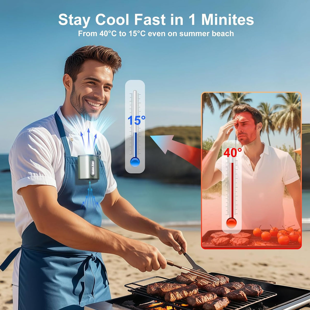 Portable Waist Fan 10000mAh, Up to 45H Runtime,18000RPM Strong Air, Rechargeable Wearable Fan, 4-Speed Hands-Free Belt Fan, Clip-On Shirt Fan for Outdoor Work, Jobsite, Travel, Camping, Gift