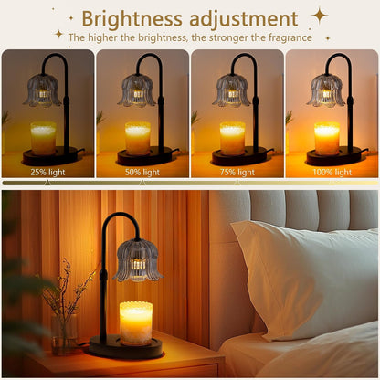 CRMILL Candle Warmer Lamp Electric Timer - Candles Warming Light Height Adjustable Dimmable Warmers Flower Lamps No Flame Heat Warm Melt Wax Jar Modern Home Decor Table Lights for Home Living Bedroom