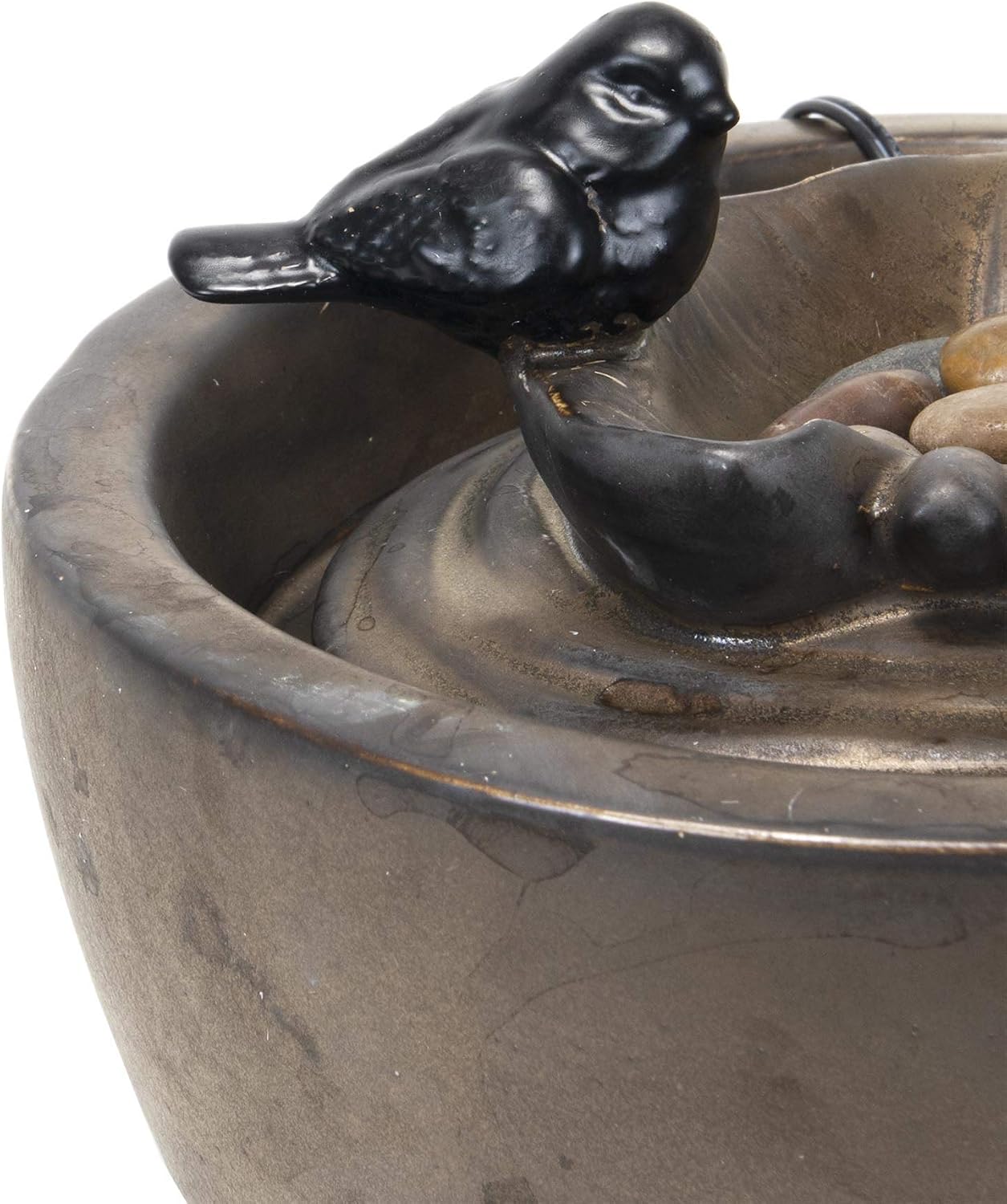 Foreside Home & Garden Bronze Bird on Leaf Indoor Water Fountain with Pump