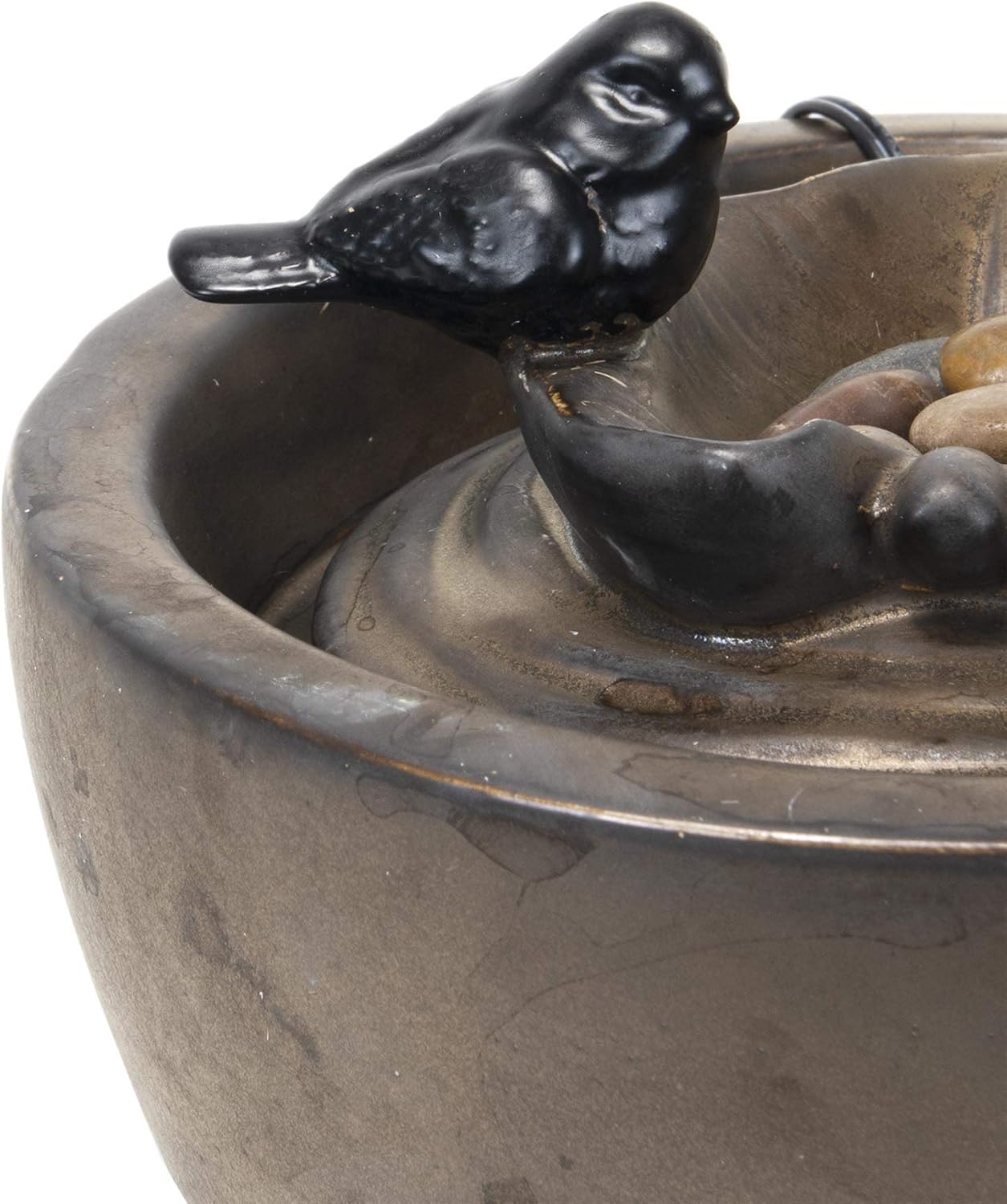 Foreside Home & Garden Bronze Bird on Leaf Indoor Water Fountain with Pump