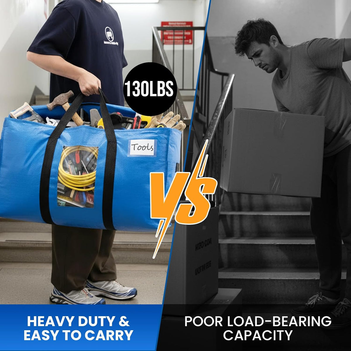 TAILI Blue Extra Large Moving Bags,Storage Bags with Visible Window