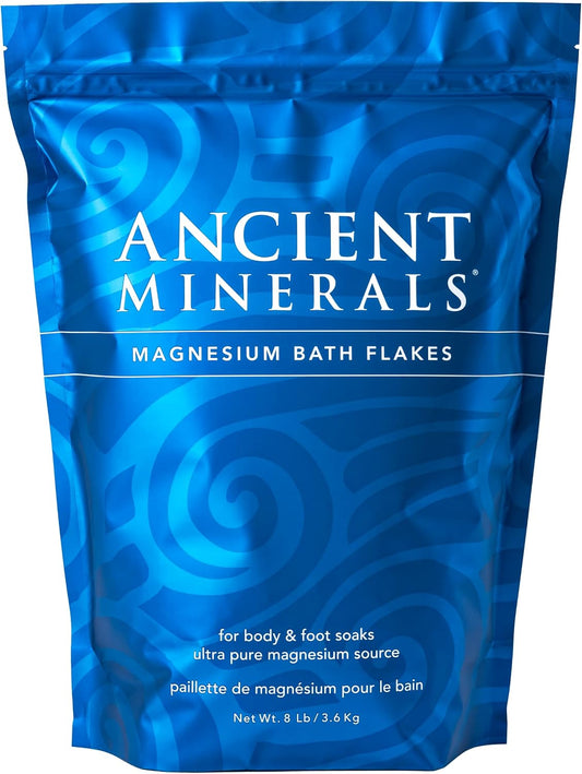 Ancient Minerals Magnesium Bath Flakes, Epsom Salt Alternative, 8lb