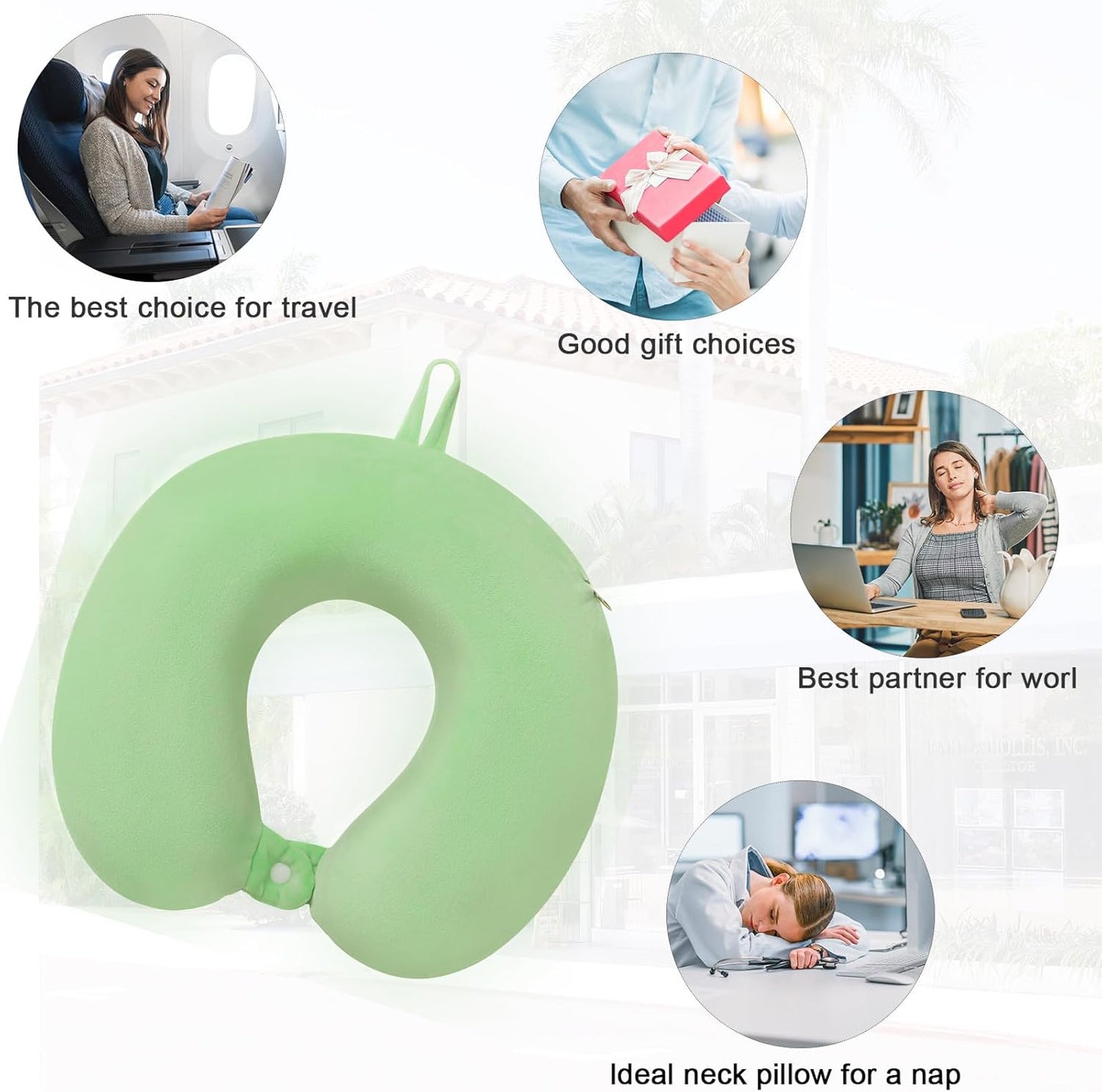 Neck Pillows for Sleeping Travel Pink Travel Pillow Comfortable U Shape Memory Foam Pillows Neck and Head Support Portable Travel Neck Pillow Suitable for Planes, Trains, Self-Driving Cars