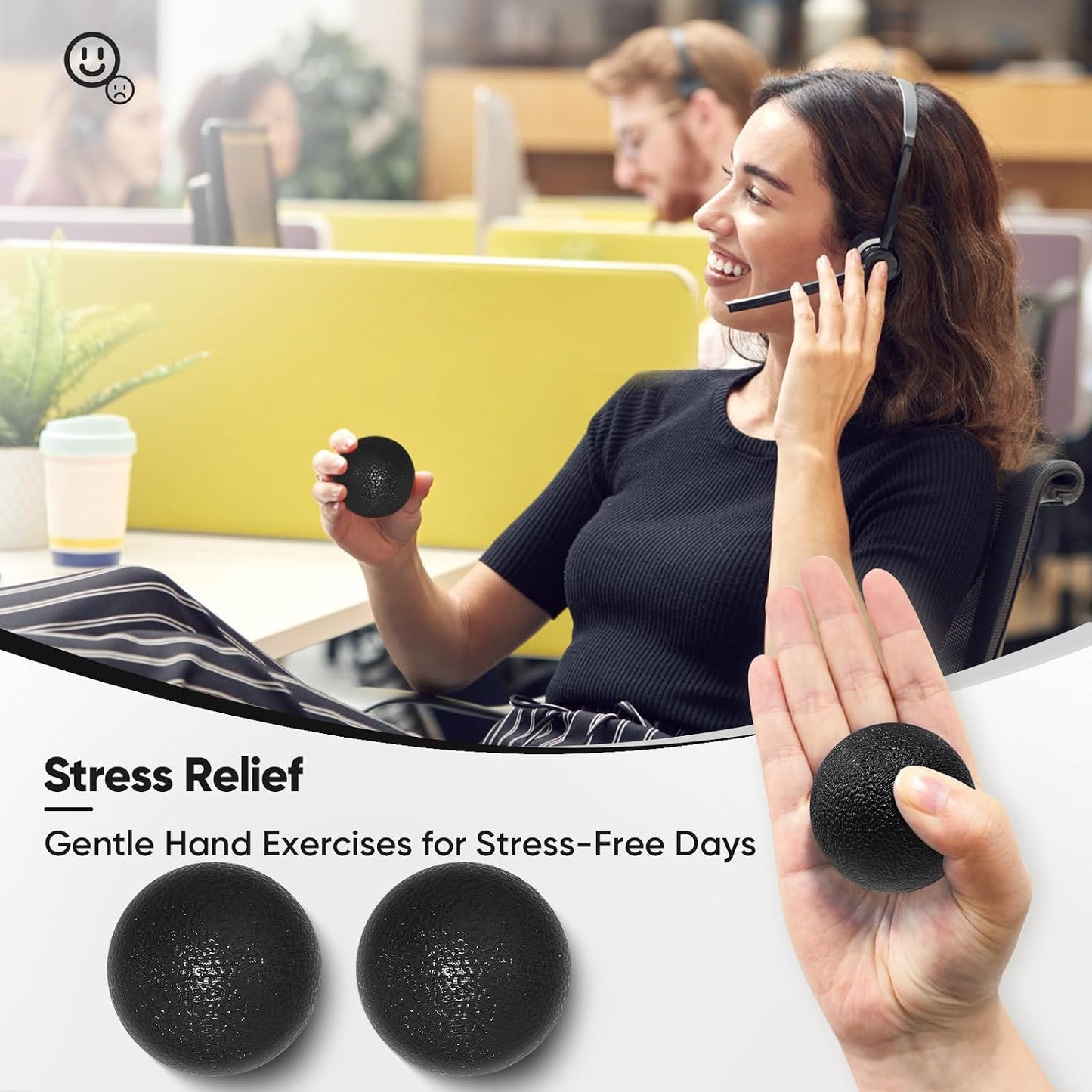 FitBeast Stress Balls for Adults, Hand Exercise Balls 6 Pack, Stress Relief & Grip Strength Trainer, Squishy Balls & Squeeze Balls for Arthritis, Carpal Tunnel, Hand Therapy with 3 Resistance Levels