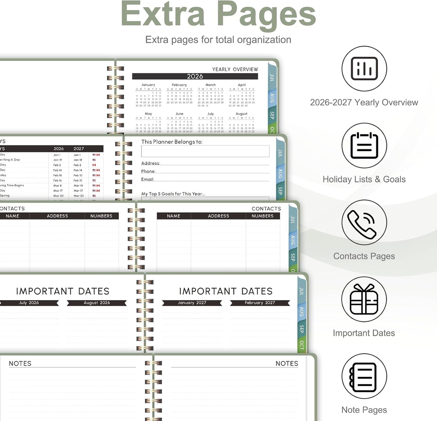 Planner 2026-2027, Weekly and Monthly Calendar Planner, JUL 2026 - JUN 2027 | Academic Year, Daily Agenda Book, A5(6.3'' x 8.5''), Sprial Bound, Inner Pocket, Office School Use