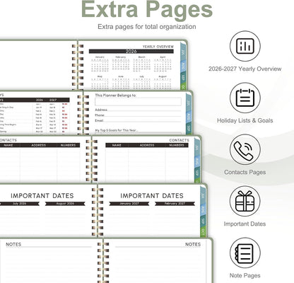 Planner 2026-2027, Weekly and Monthly Calendar Planner, JUL 2026 - JUN 2027 | Academic Year, Daily Agenda Book, A5(6.3'' x 8.5''), Sprial Bound, Inner Pocket, Office School Use