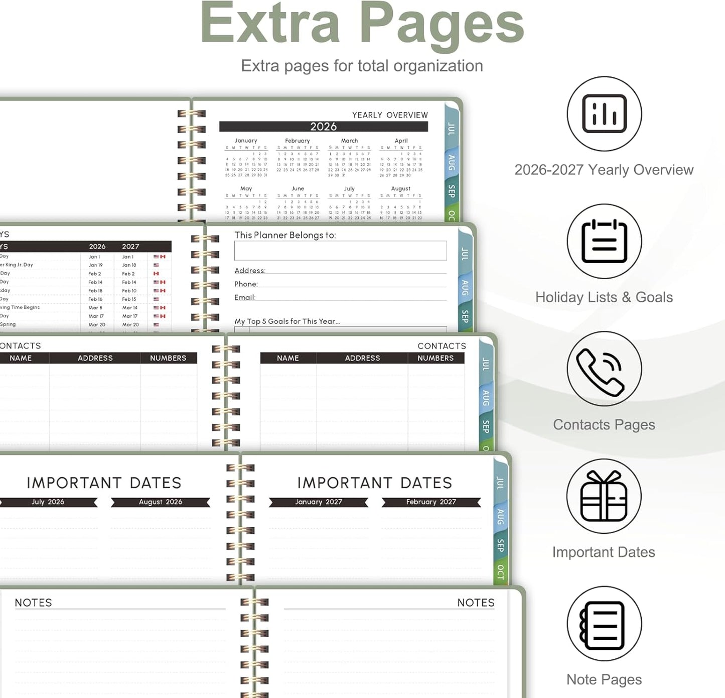 Planner 2026-2027, Weekly and Monthly Calendar Planner, JUL 2026 - JUN 2027 | A5(6.3'' x 8.5''), Hardcover, Agenda Book, Sprial Bound, Inner Pocket, Office and School Use