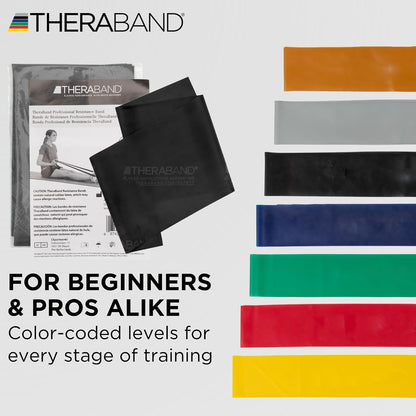 THERABAND Professional Resistance Bands Set, 7 Pack 6 ft Exercise Bands for Working Out, Stretch Bands for Physical Therapy, Pilates & Full Body Workout, Levels 1–7