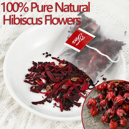 Premium Hibiscus Tea Bags,100 Tea Bags/7.06 Oz,100% Pure Dried Hibiscus Flower,Natural & No Additives,Caffeine Free.