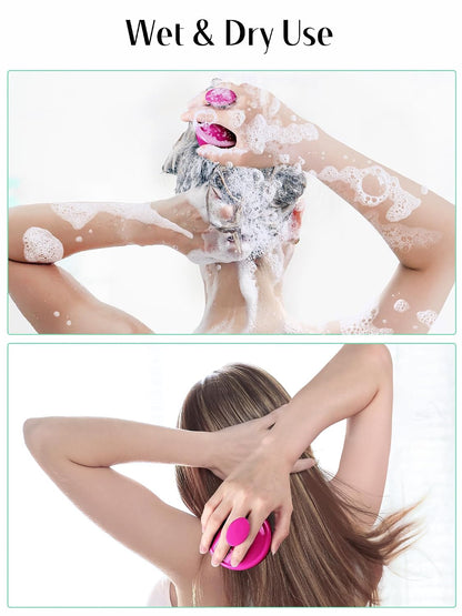 HEETA Scalp Massager Hair Growth, Soft Silicone Scalp Scrubber Shampoo Brush for Exfoliation, Dandruff Removal Head Massage Stress Relax, Wet & Dry Use for Thick Thin Curly Hair Care, Black