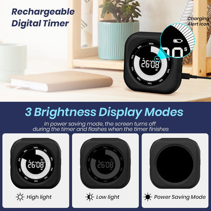 PERSUPER Visual Timer for Kids, Rechargeable 10-Hour Countdown/Up Timer