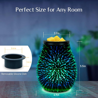 Wax Melt Warmer for Scented Wax- Glass Wax Melter for Home Fragrance with Removable Tray, Essential Oil Warmer Wax Cubes Burner Aroma Night Light for Home Office Bedroom Decor Gifts for Women
