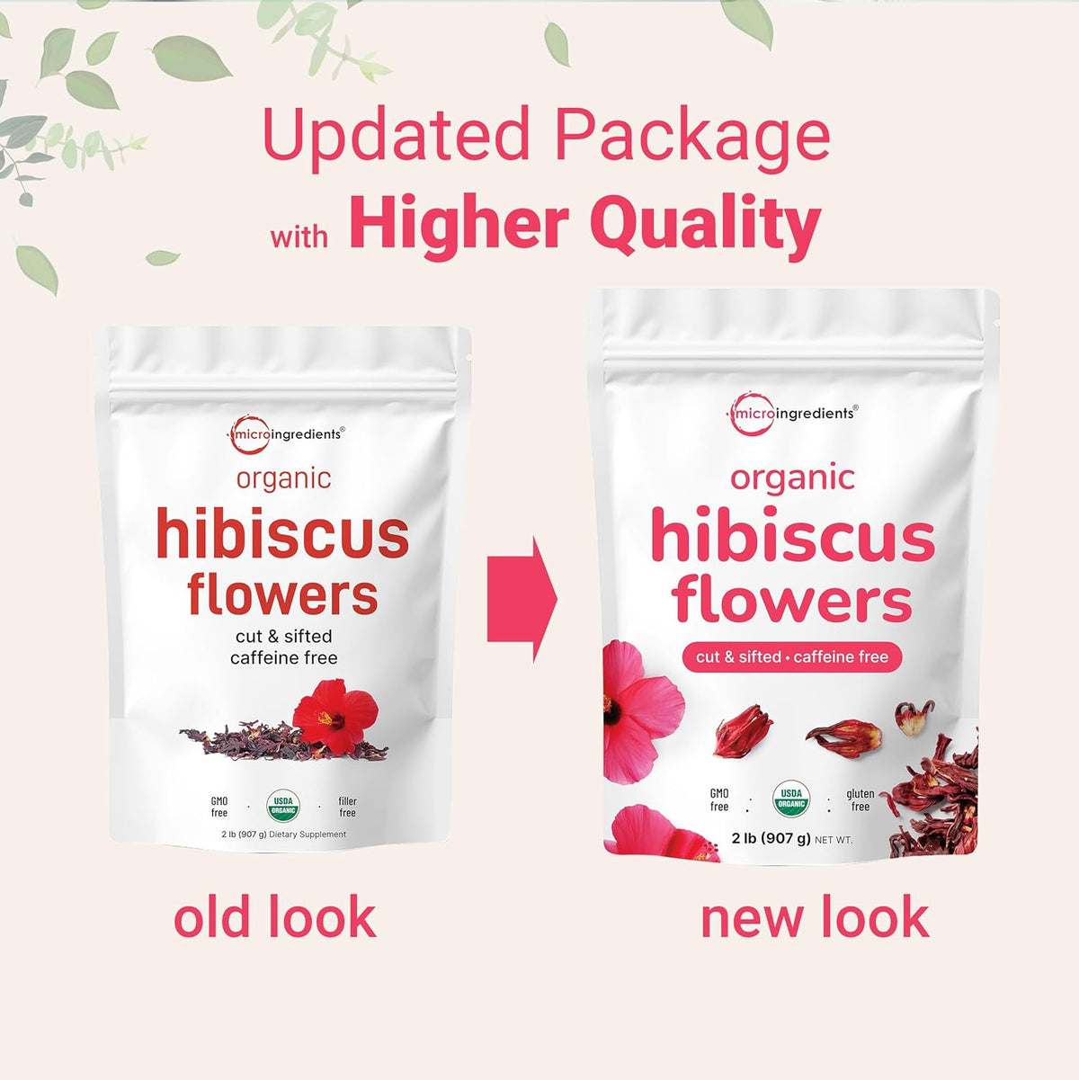 Organic Hibiscus Flowers, 2lbs (450+cups) | Flor de Jamaica, Loose Leaf Tea for Hibiscus Tea Bags | Cut & Sifted Dried Leaves | Caffeine Free, Non-GMO, No Sugar