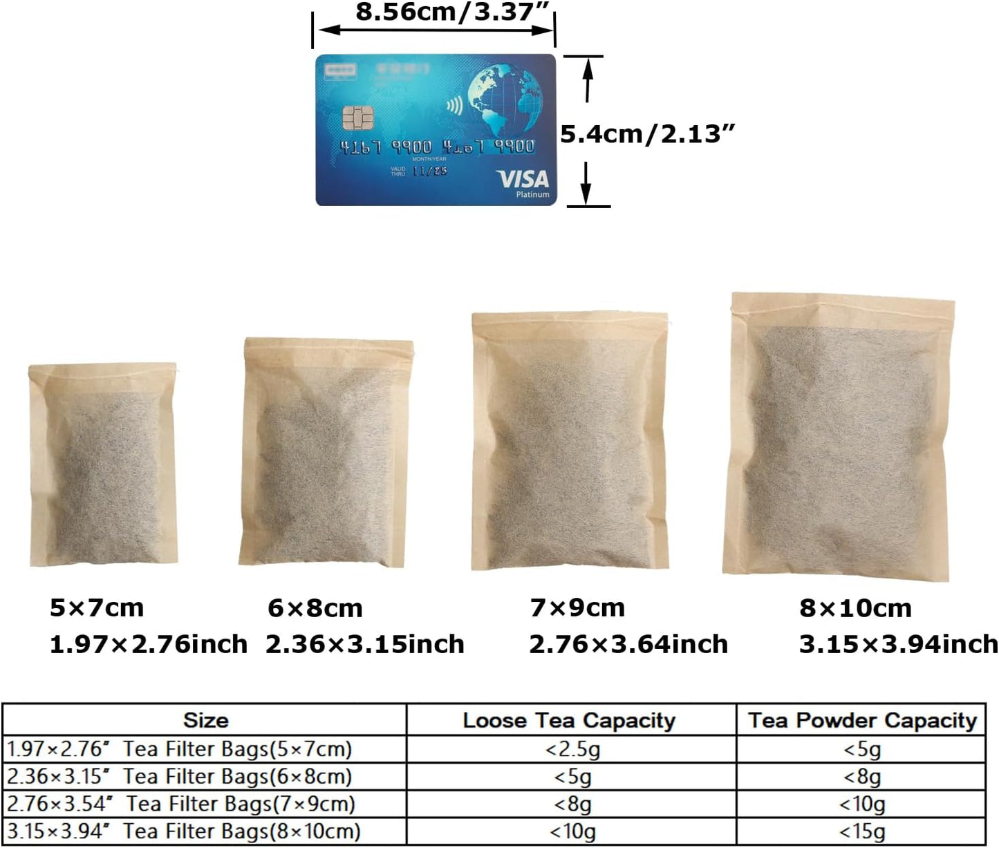 Eketirry 100pcs Tea Filter Bags for Loose Tea, Empty Tea Bags, Natural Wood Pulp Paper Material, Disposable Unbleached Tea Filter Bags with Drawstring for Loose Tea (White, 3.15 x3.94 inch)