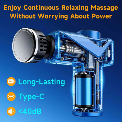 Massage Gun with Heat, Mini Handheld Massager for Home & Travel, Quiet, Lightweight & Portable,Powerful Full Body Electric Massager Tool for Men and Women, (Black)