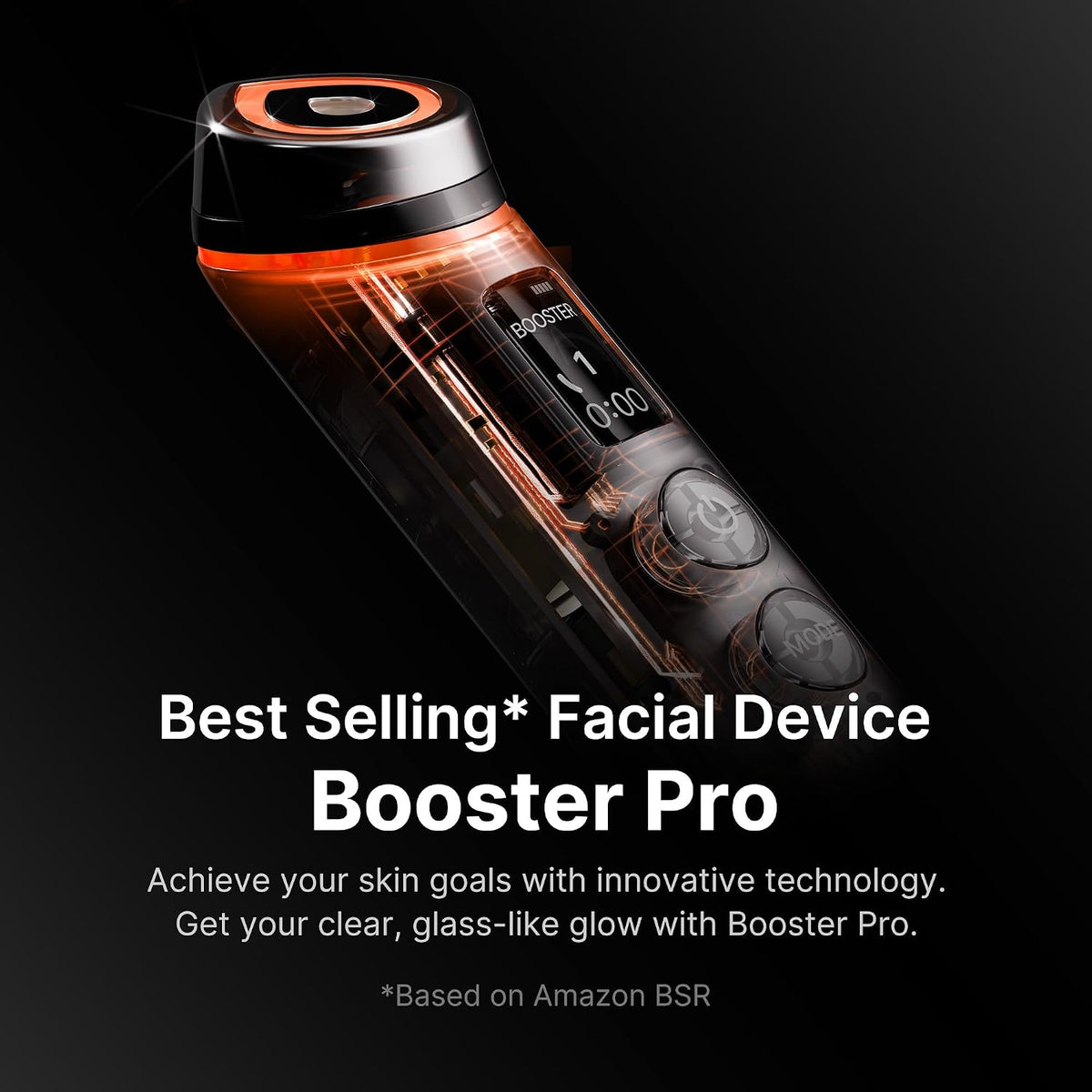 medicube Booster Pro - 6 in 1 Real Glass Glow Beauty Massager, Black