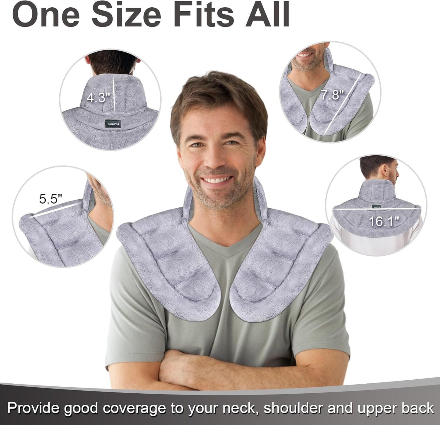 SuzziPad Microwave Heating Pad for Neck and Shoulders, Microwavable Heated Neck Wrap Warmer with Moist Heat, Herbal Lavender Aromatherapy, Hot & Cold Compress, Ideal for Mother's Day