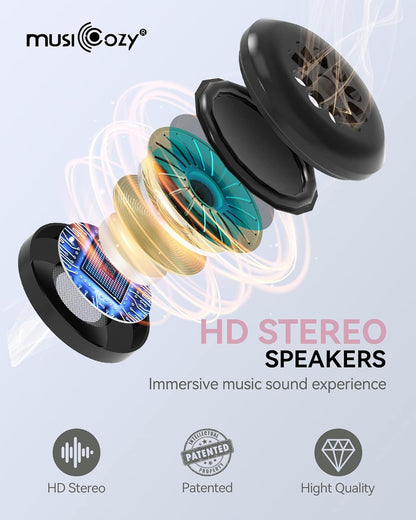 MUSICOZY Sleep Headphones Bluetooth 5.4 Headband Sleeping Eye Mask for Mom Women Men Wireless Music Earbuds Earphones for Side Sleepers Built-in HD Speakers Cool Gadgets Unique Gifts