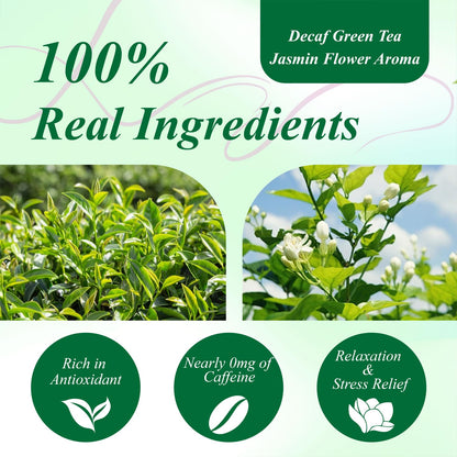 WT WEETEE Decaf Jasmine Green Tea Bags 100 Count, Natural CO2 Decaffeinated