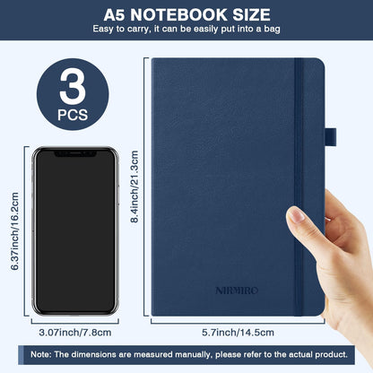 NIRMIRO (3 Pack) Pocket Notebook Small Journal with Pen, 3.7" x 5.7", A6 Mini Notebook for Women Men Work Writing, Hardcover Small Pocket Notepad with 100Gsm Premium Thick Lined Paper, Black Leather