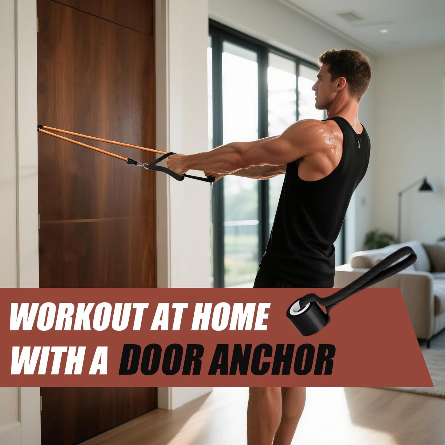 WHATAFIT Resistance Bands, Exercise Bands, Workout Bands with Handles, Door Anchor and Ankle Straps, 5 Resistance Levels Fitness Bands for Strength Training, Physical Therapy, and Home Gym Equipment