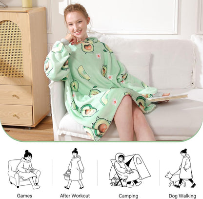 LetsFunny Blanket Hoodie,Oversized Wearable Sherpa Fleece Blanket Sweatshirt,Super Soft Warm Cozy with Giant Pocket,Gifts for Women Men Adults Teenagers, One Size Fits All