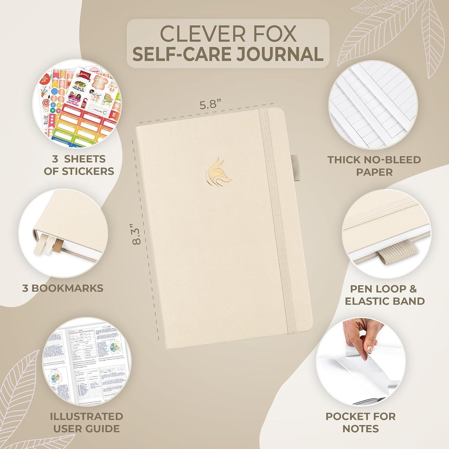 Clever Fox Self-Care Journal – Daily Reflection Notebook – Mental Health & Personal Development Planner, Meditation & Mood Log, A5 (Aquamarine)