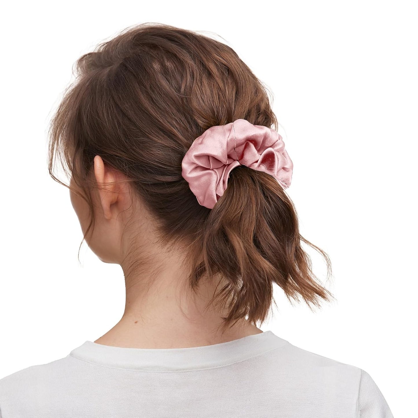 LILYSILK Silk Hair Scrunchies / Ties for Frizz & Breakage Prevention, 100% Mulberry, No Damage, Elastic ponytail Holders, 1Pc, Coffee - Colors B