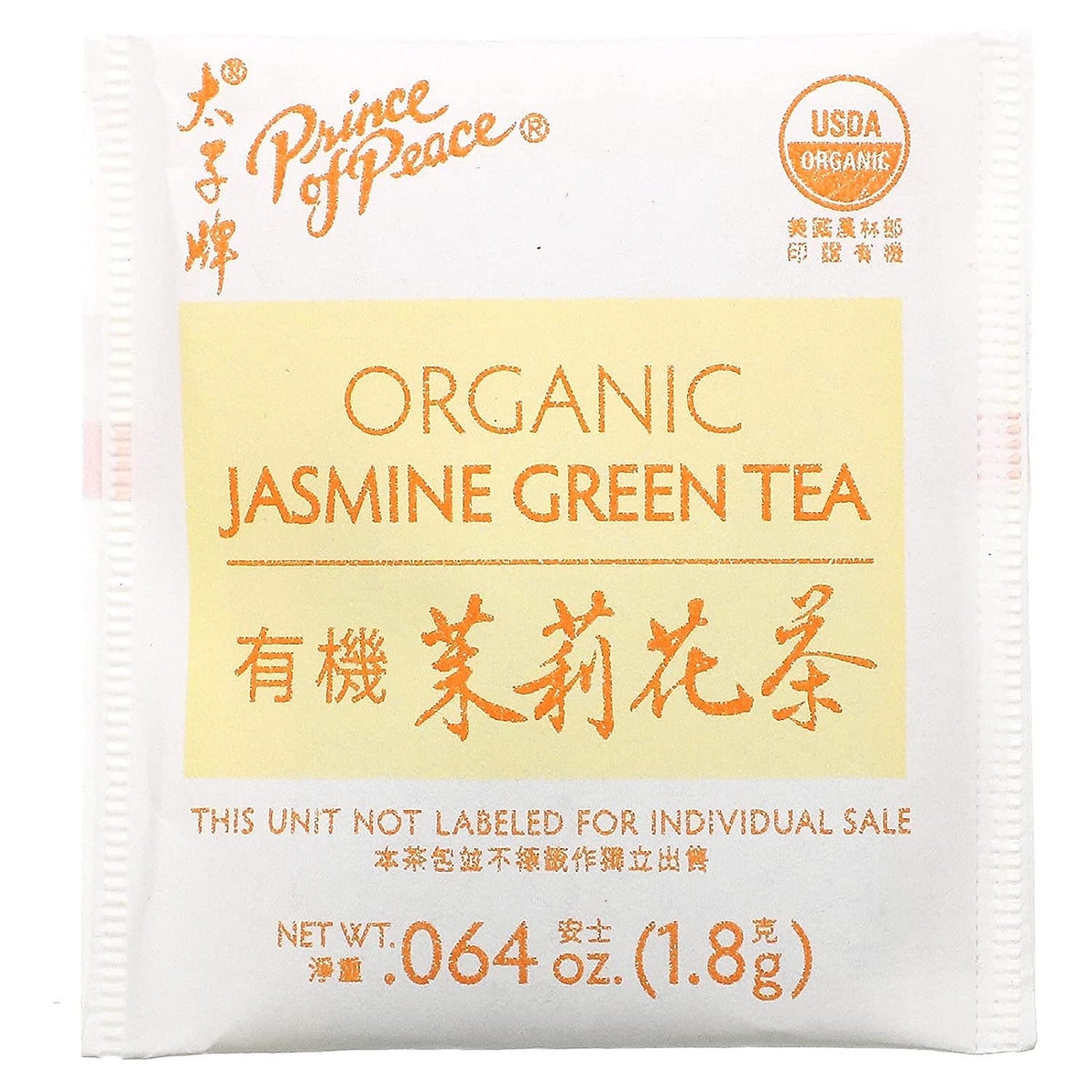 PRINCE OF PEACE TEA,OG2,JASMINE GREEN, 100 BAG, EA-1