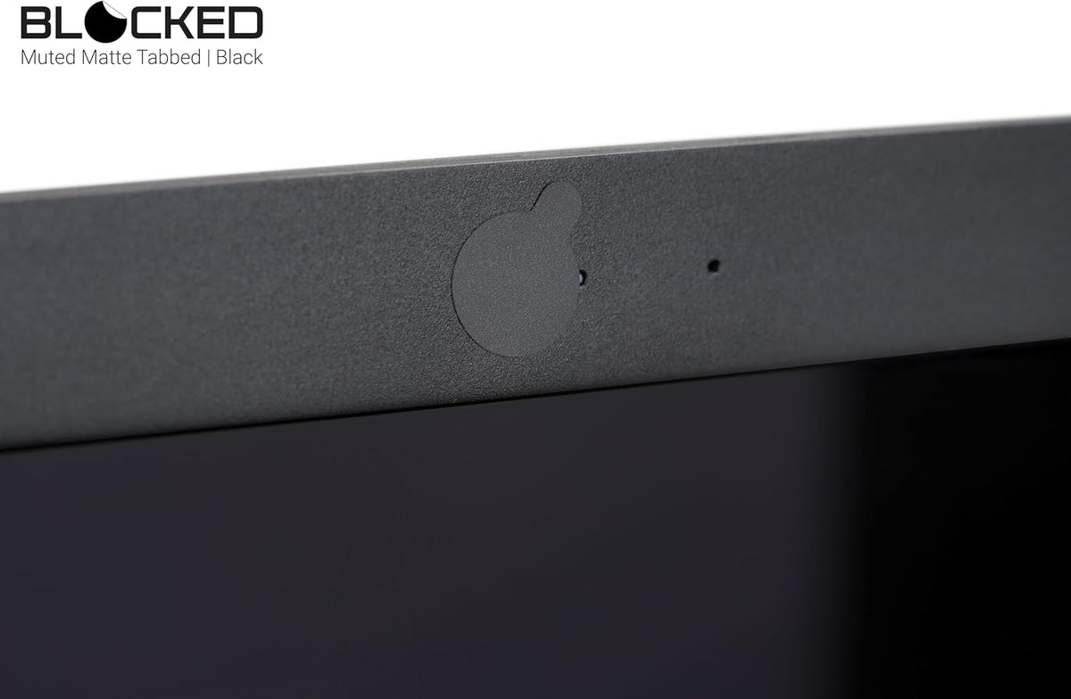 Blocked Original Vinyl Webcam Cover Stickers | Restickable & Stackable Privacy Covers | for All Camera-endable Devices | 3-Sizes | 57 Black Tabbed (Muted Matte)
