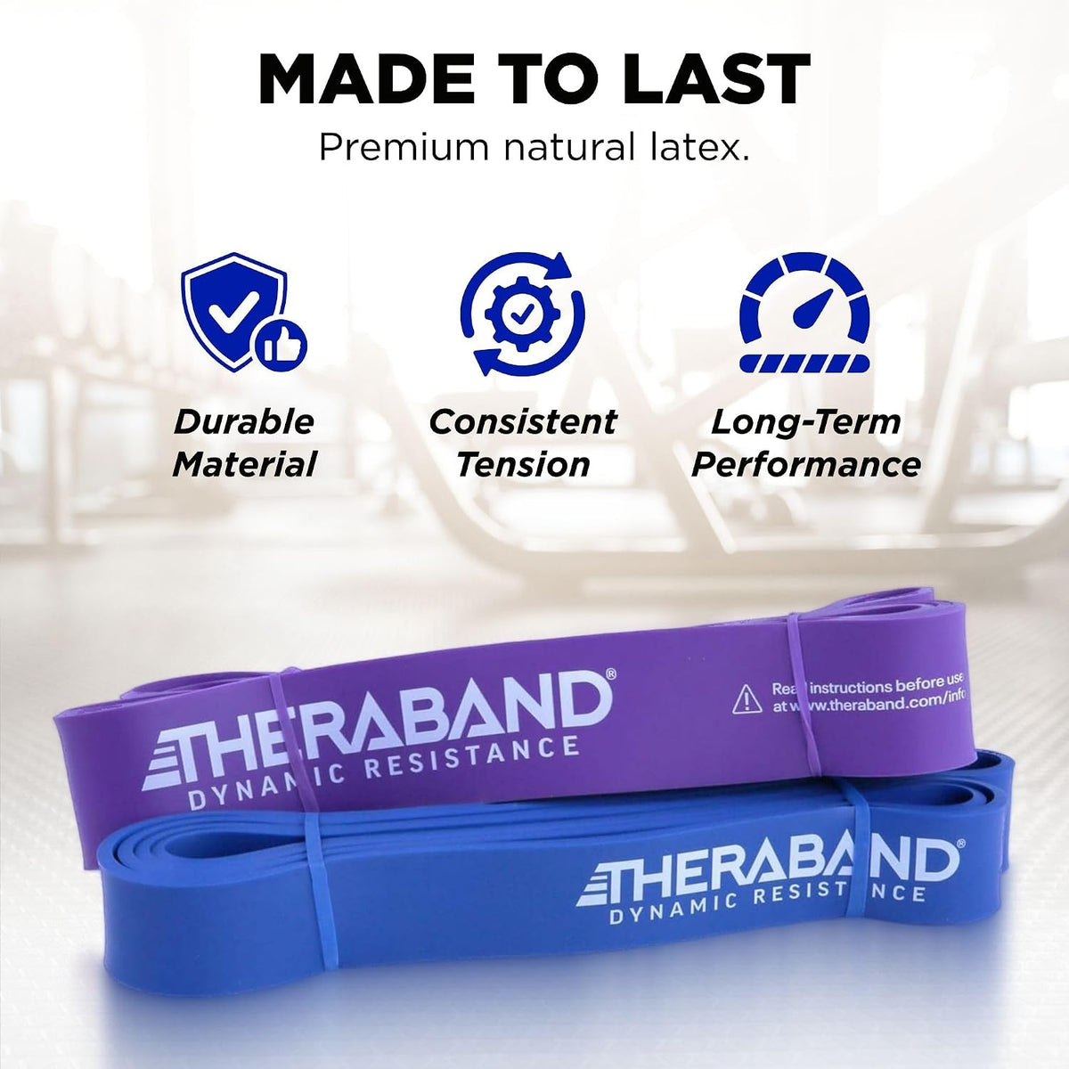 THERABAND High Resistance Band Set of 2, Light and Medium Loop, 15-25 lb