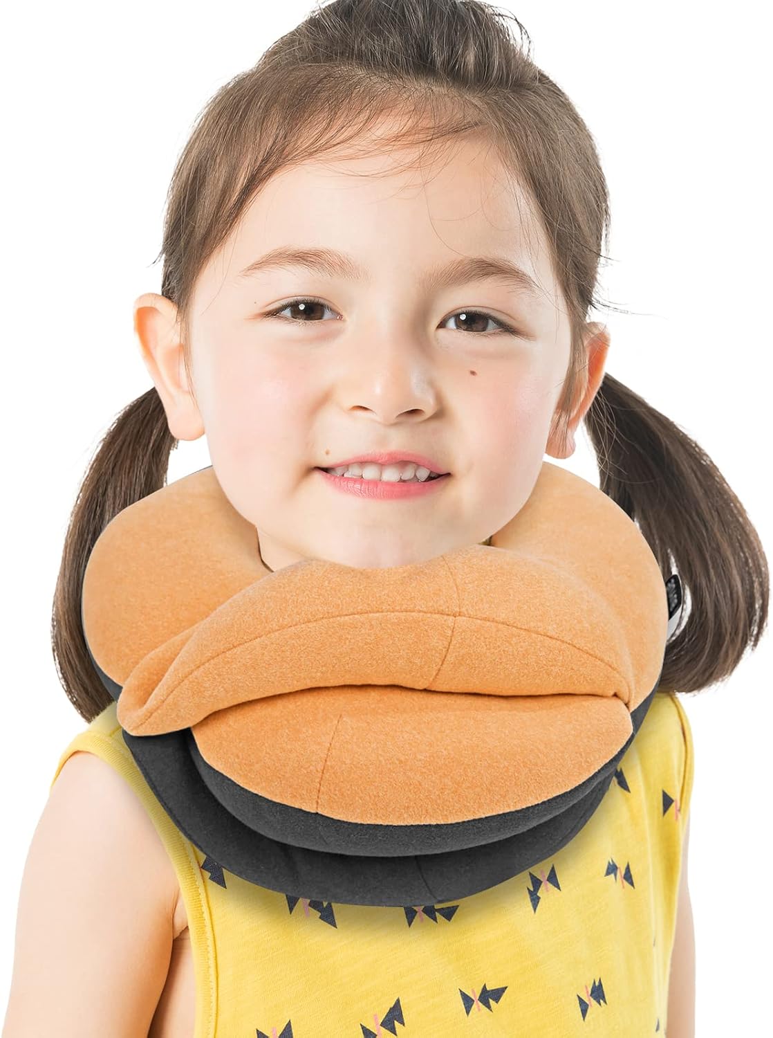 BUYUE Travel Neck Pillows for Airplanes, Memory Foam 360° Head Support Sleep for Long Flight, Skin-Friendly & Breathable, Kit with Eye Mask, Earplugs and Storage Bag (Adult, Grey, 90+ lbs)